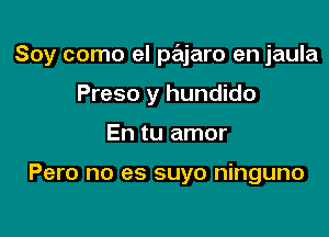 Soy como el pajaro en jaula

Preso y hundido
En tu amor

Pero no es suyo ninguno