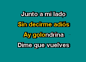 Junto a mi lado
Sin decirme adids

Ay gglondrina

Dime que vuelves