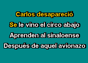 Carlos desaparecic')
Se le vino el circo abajo
Aprenden al sinaloense

Despugzs de aquel avionazo