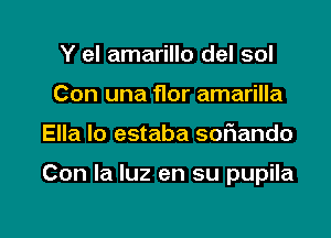 Y el amarillo del sol
Con una flor amarilla

Ella lo estaba sofiando

Con la luz en su pupila