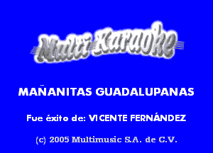 MAN AN ITAS GUADALUPANAS

Fue unto det VICENTE FERNMDEZ

(c) 2005 Multinlusic SA. de C.V.