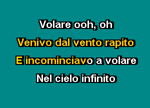 Volare ooh, oh

Venivo dal vento rapito

E incominciavo a volare

Nel cielo infinite
