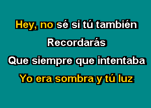 Hey, no Stiz si tl'J tambitizn
Recordaras
Que siempre que intentaba

Yo era sombra y tl'J luz