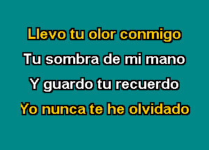 Llevo tu olor conmigo
Tu sombra de mi mano
Y guardo tu recuerdo

Yo nunca te he olvidado