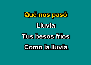 Quc'a nos pas6

Lluvia
Tus besos frios

Como la Iluvia
