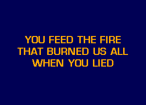 YOU FEED THE FIRE
THAT BURNED US ALL
WHEN YOU LIED