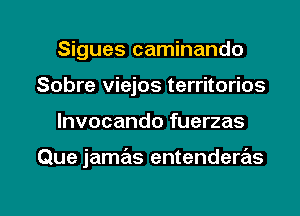 Sigues caminando
Sobre viejos territorios

lnvocando fuerzas

Que jamas entenderas

g