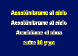 Acostumbrame al cielo
Acostumbrame al cielo

Acariciame el alma

entre to y yo