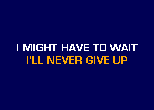 I MIGHT HAVE TO WAIT

I'LL NEVER GIVE UP