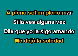 A plane sol en pleno mar
Si la ves alguna vez
Dile que yo la sigo amando

Me dejc') la soledad