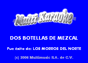 DOS BOTELLAS DE MEZCAL

Fue unto det LOS MORROS DEL NORTE

(c) 2006 Multinlusic SA. de C.V.