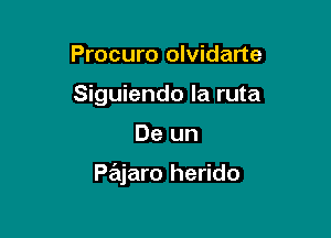 Procuro olvidarte
Siguiendo la ruta

De un

Pajaro herido