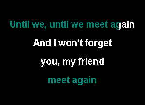 Until we, until we meet again

And I won't forget

you, my friend

meet again