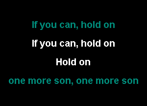 If you can, hold on

If you can, hold on

Hold on

one more 80, one more SOD