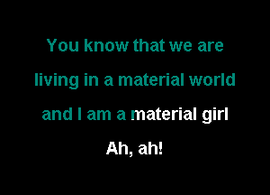 You know that we are

living in a material world

and I am a material girl

Ah, ah!