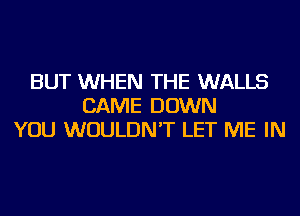 BUT WHEN THE WALLS
CAME DOWN
YOU WOULDN'T LET ME IN