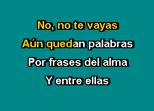 No, no te vayas

Al'm quedan palabras

Por frases del alma

Y entre ellas