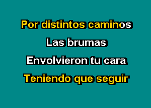 Por distintos caminos
Las brumas

Envolvieron tu cara

Teniendo que seguir