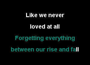 Like we never

loved at all

Forgetting everything

between our rise and fall