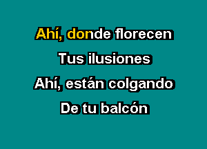 Ahi, donde florecen

Tus ilusiones

Ahi, este'm colgando

De tu balcdn