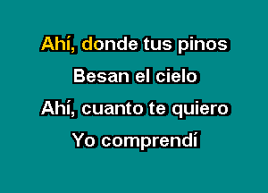 Ahi, donde tus pinos

Besan el cielo

Ahi, cuanto te quiero

Yo comprendi