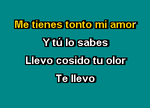 Me tienes tonto mi amor

Y ta lo sabes

Llevo cosido tu olor

Te Ilevo