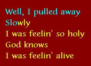 Well, I pulled away
Slowly

I was feelin' so holy
God knows

I was feelin' alive