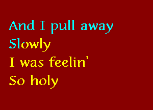 And I pull away
Slowly

I was feelin'
So holy