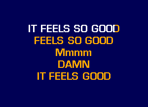 IT FEELS SO GOOD
FEELS SO GOOD
Mmmm

DAMN
IT FEELS GOOD