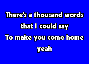 There's a thousand words

that I could say!r

To make you come home

yeah