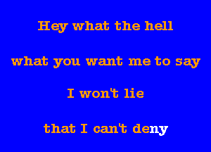 Hey what the hell

what you want me to say

I wont lie

that I cant deny