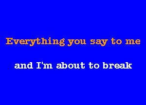 Everything you say to me

and I'm about to break