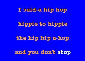 I said-a hip hop
hippie to hippie

the hip hip a-hop

and you dont stop I