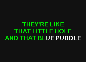 THEY'RE LIKE
THAT LITI'LE HOLE
AND THAT BLUE PUDDLE