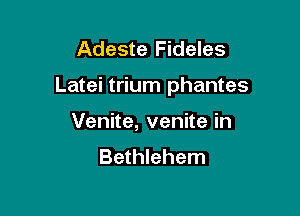 Adeste Fideles

Latei trium phantes

Venite, venite in
Bethlehem