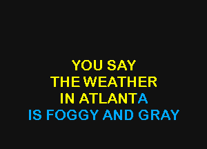 YOU SAY

THE WEATHER
IN ATLANTA
IS FOGGY AND GRAY