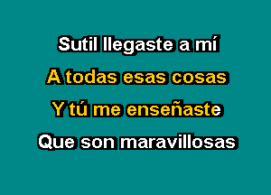 Sutil llegaste a mi

A todas esas cosas
Y to me enseflaste

Que son maravillosas