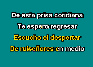 De esta prisa cotidiana
Te esperm regresar
Escucho el despertar

De ruiseFIores en medio