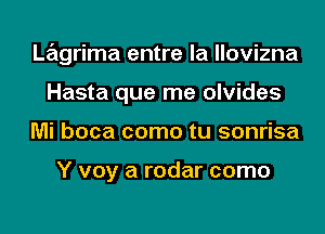 Lagrima entre la llovizna
Hasta que me olvides
Mi boca como tu sonrisa

Y voy a radar como