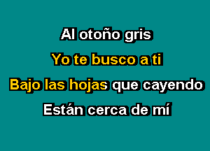 Al OtOFIO gris

Yo te busco a ti
Bajo las hojas que cayendo

Estan cerca de mi