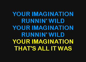 YOUR IMAGINATION
THAT'S ALL IT WAS