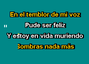 En el temblor de mi voz

n Pude ser feliz

Y egtoy en vida muriendo

Sombras nada mas