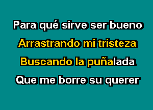 Para qugz sirve ser bueno
Arrastrando mi tristeza
Buscando la purialada

Que' me borre su querer