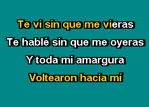 Te vi sin que me vieras
Te hablgz sin que me oyeras
Y toda mi amargura

Voltearon hacia mi