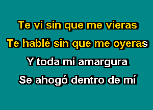 Te vi sin que me vieras
Te hablgz sin que me oyeras
Y toda mi amargura

Se ahogc') dentro de mi