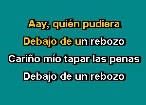 Aay, quitizn pudiera
Debajo de un rebozo
CariFIo mio tapar las penas

Debajo de un rebozo