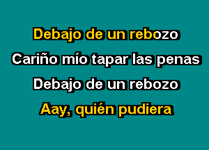 Debajo de un rebozo
CariFIo mio tapar las penas
Debajo de un rebozo

Aay, quitizn pudiera