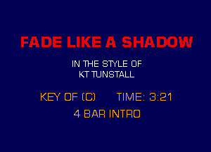 IN THE STYLE 0F
KTTUNSTALL

KEY OF (C) TIME 321
4 BAR INTRO