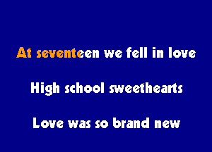 At seventeen we fell in love

High school sweethearts

Love was so brand newr