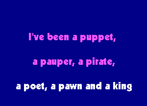 I've been a puppet,

a pauper, a pirate,

a poet, a pawn and a king